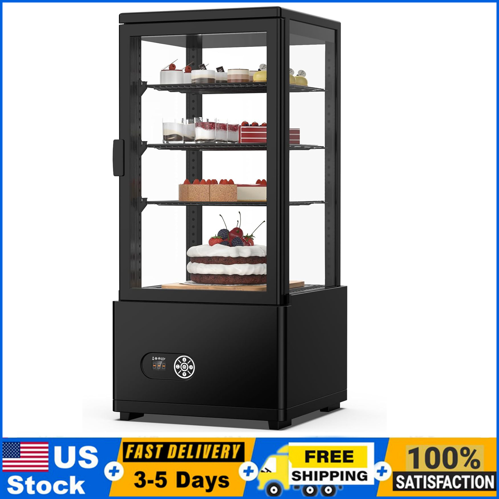 Refrigerated Display Case - 業務用ディスプレイ冷蔵庫、3立方メートル FT (86 L) LED照明付きケーキ陳列ケース |