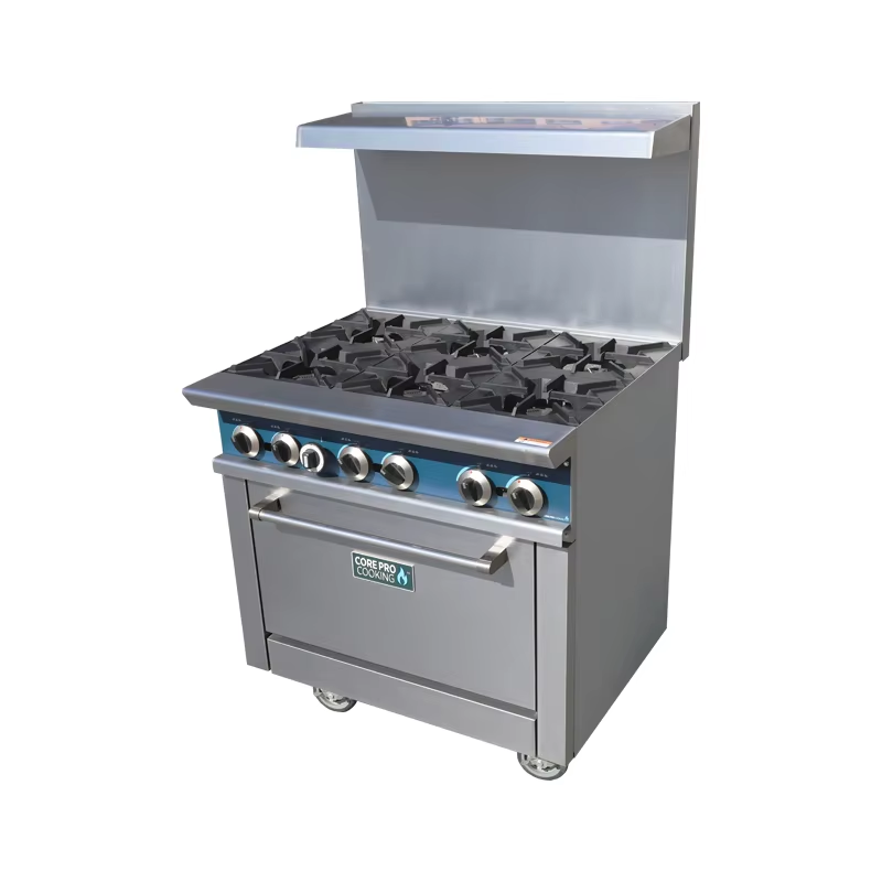 Commercial Kitchen Cooking - 業務用厨房機器 自立型ステンレス製6口コンロ付きオーブン