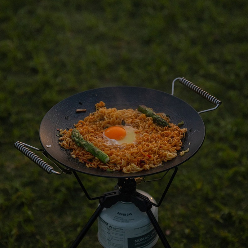 Commercial Kitchen Cooking - CAMPINGMOON GRW-45F 大型3層スチール製ノンスティックグリドルパン、斑点模様仕上げ、折りたたみ式ハンドル、キッチン調理用およびBBQパン