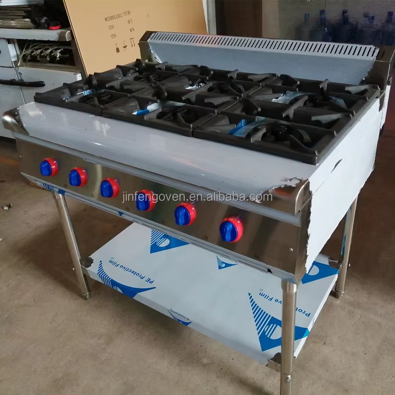 Commercial Kitchen Cooking - 業務用厨房機器 プロ仕様 6口ガスコンロ 工業用ポータブルガスストーブ スタンド付き