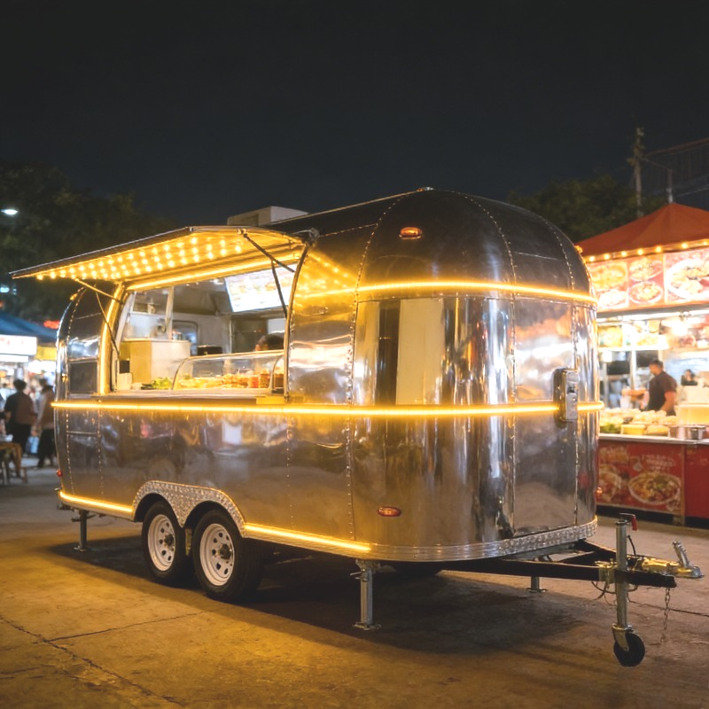 Commercial Kitchen Trailer - 4WDフードトレーラー、フル装備キッチン、移動式商業ケータリングカート、屋台販売トラック、ファストフードバン、屋外ビジネスカート