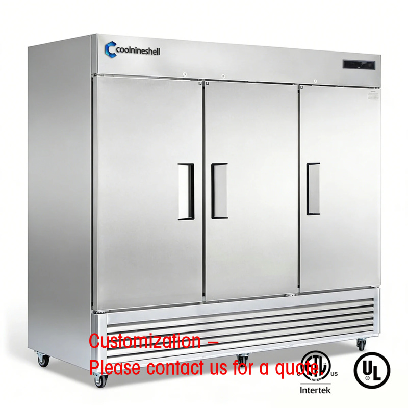 Refrigerated Display Case - カスタム82幅業務用冷蔵庫3ドア50立方フィートステンレス鋼製リーチイン式アップライト冷蔵庫LED照明ファン付き