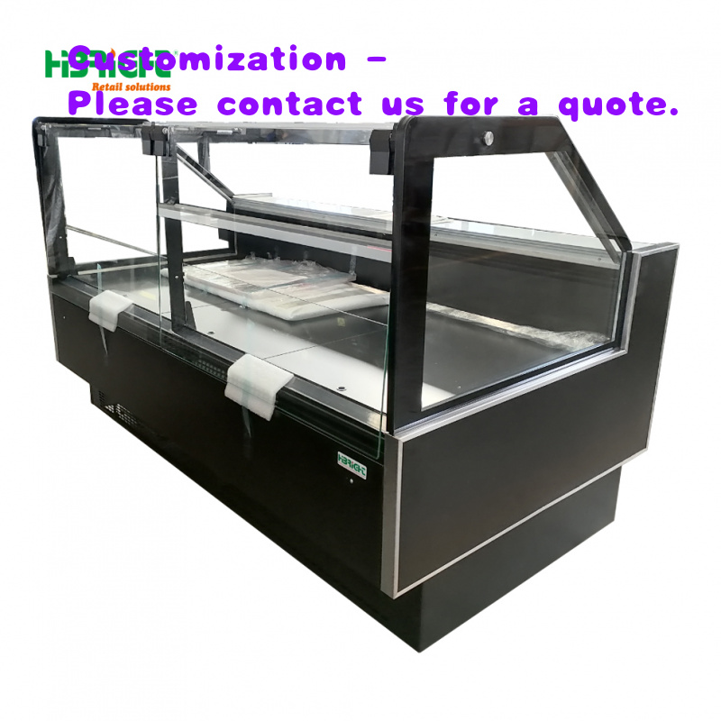 Refrigerated Display Case - カスタムプラグイン式スーパーマーケット曲面ガラスカバー付きアイランドフリーザー食品陳列棚