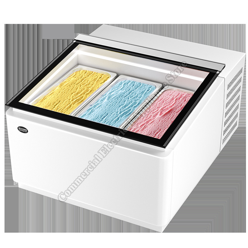 Refrigerated Display Case - 硬質アイスクリーム陳列キャビネット LED -18～23 ℃ 卓上冷凍アイスクリームキャビネット 厚切りフライドヨーグルトミルク陳列キャビネット