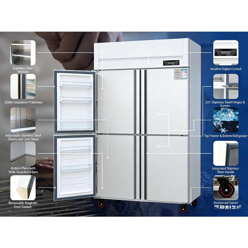 業務用ステンレス製直立型冷凍庫、二重温度4/6ドア冷蔵庫（ホ - Commercial Kitchen Refrigerator のレビューと価格