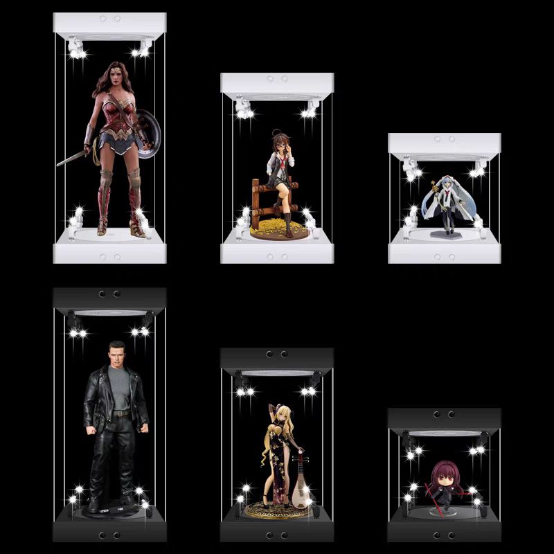 回転式LEDスポットライト付きアクリルボックスフィギュアディ - Refrigerated Display Case のレビューと価格