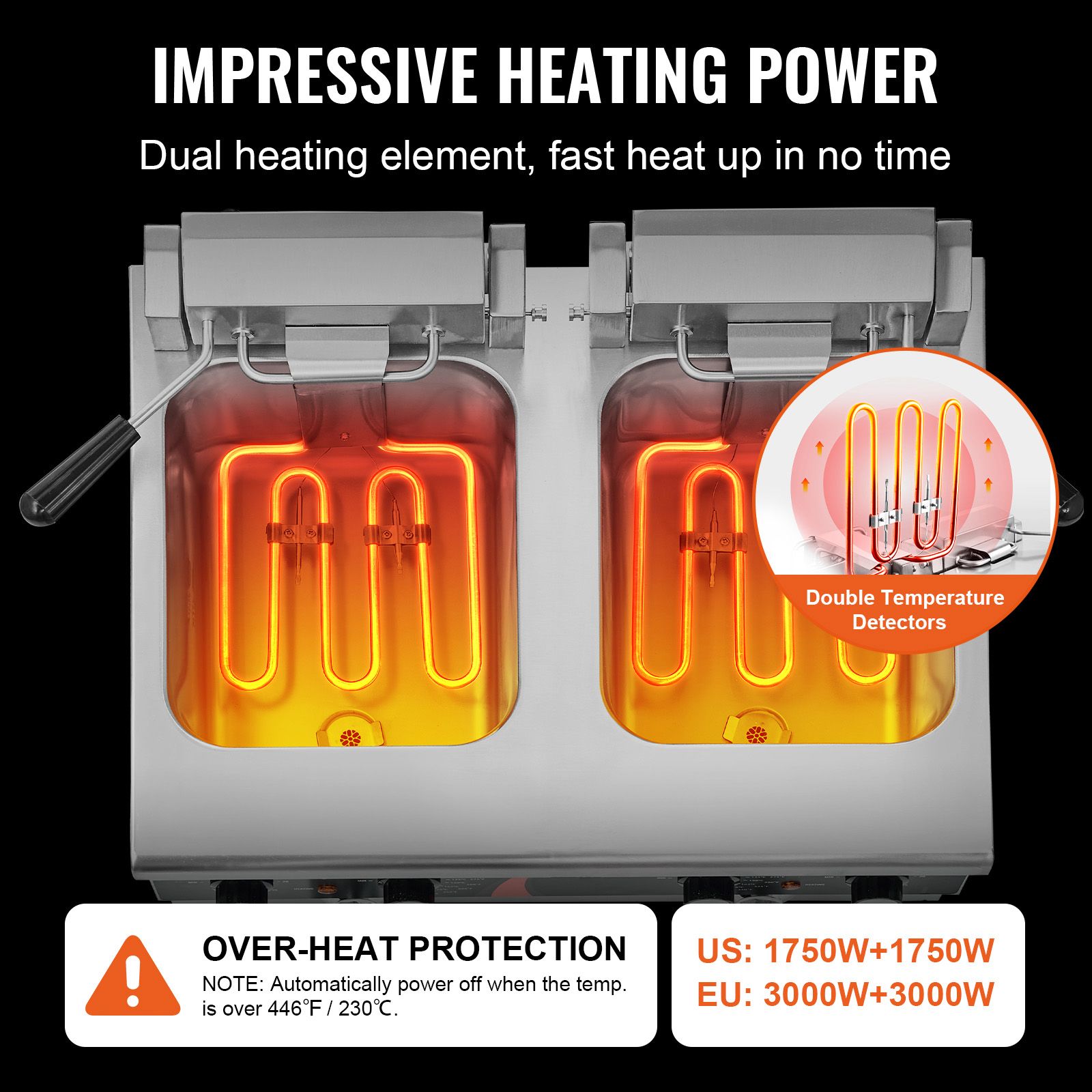 業務用電気フライヤー 3500W、デュアルタンク式卓上フライ - Commercial Kitchen Use のレビューと価格